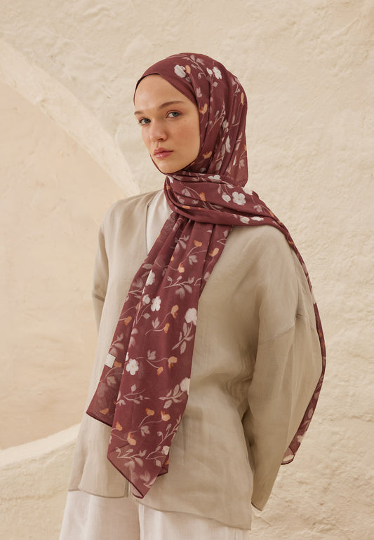 Ağaç Kabuğu Soft Flowers Desen Rami Şal