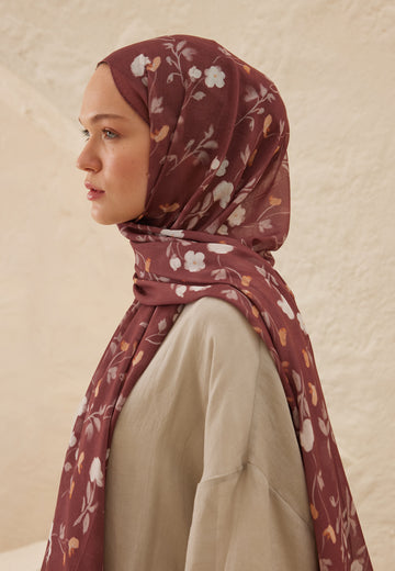 Ağaç Kabuğu Soft Flowers Desen Rami Şal