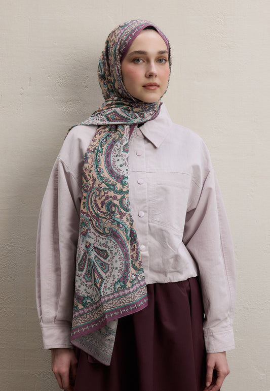 Elegant Desen Şal Gül Kurusu