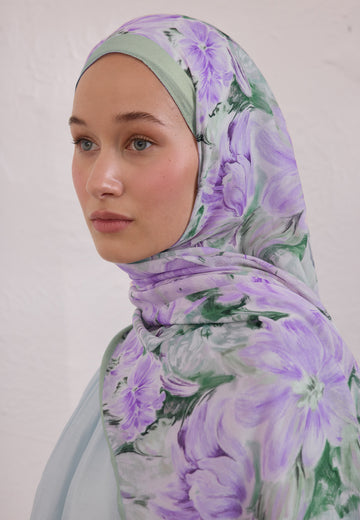 Pure Flora Desen Rami Şal Mint Yeşili
