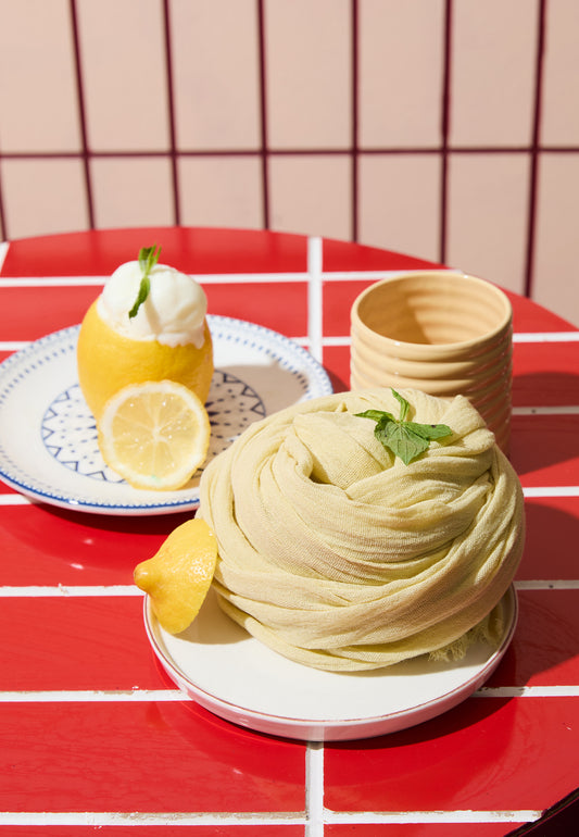 Pamuklu Keten Şal Lemon Sorbet