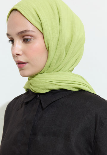 Pamuklu Keten Şal Lime Juce