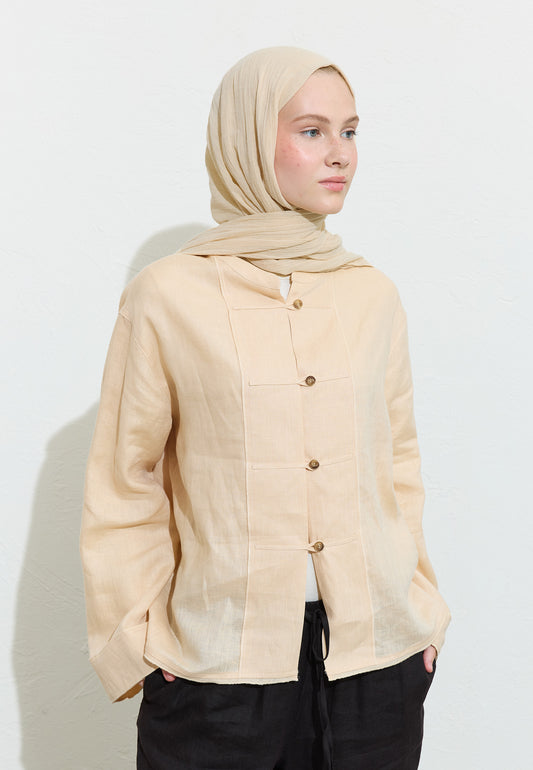 Pamuklu Keten Şal Oat Milk Latte