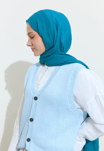 Pamuklu Keten Şal Blue Jelly