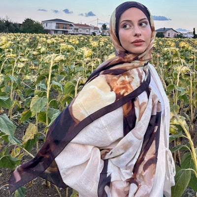 Gardenia Desen Rami Şal Kahve