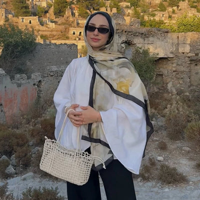 Gardenia Desen Rami Şal Siyah