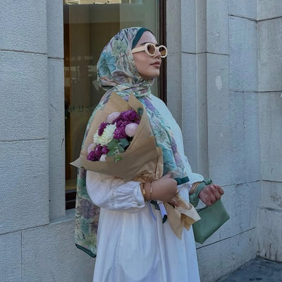 Vintage Garden Desen Rami Şal Yeşil