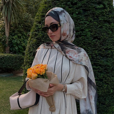 Vintage Rose Desen Rami Şal Siyah