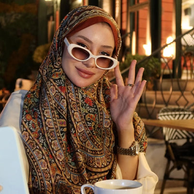 Nordic Paisley Desen Şal Kırmızı