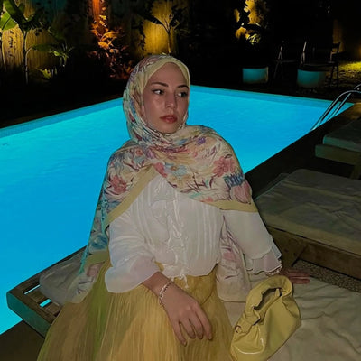 Vintage Garden Desen Rami Şal Tereyağı
