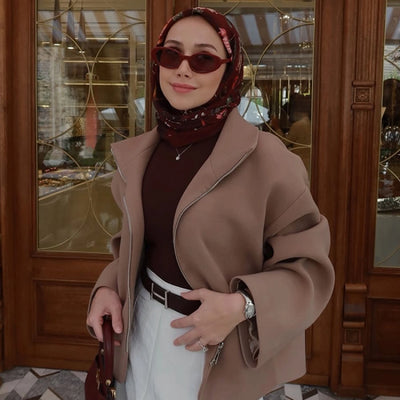Flower Rain Desen Pamuklu Viskon Eşarp Bordo