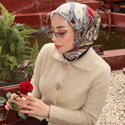 Precious Paradise Desen Floş Viskon Eşarp Deep Black