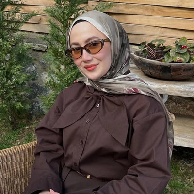 Marielle Desenli Pamuk Viskon Şal Bej