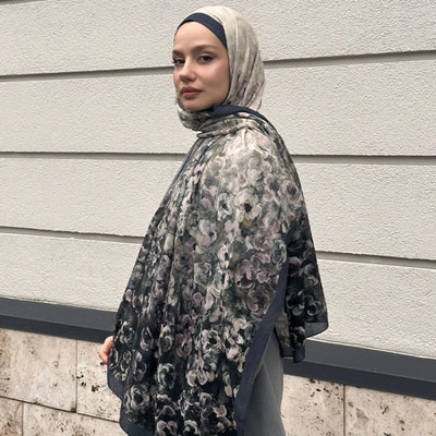 Pearlie Desenli Pamuk Viskon Şal Koyu Yeşil