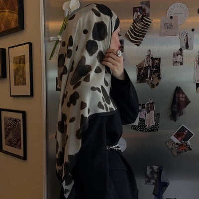 Cow Print Desen Rami Şal Bej