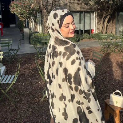 Cow Print Desen Rami Şal Bej