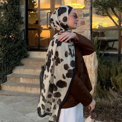 Cow Print Desen Rami Şal Taş