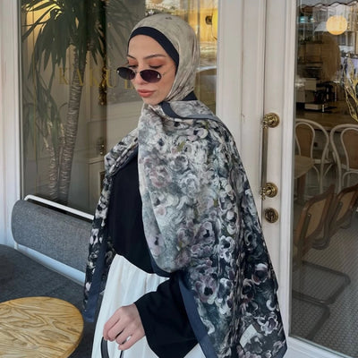 Pearlie Desenli Pamuk Viskon Şal Koyu Yeşil