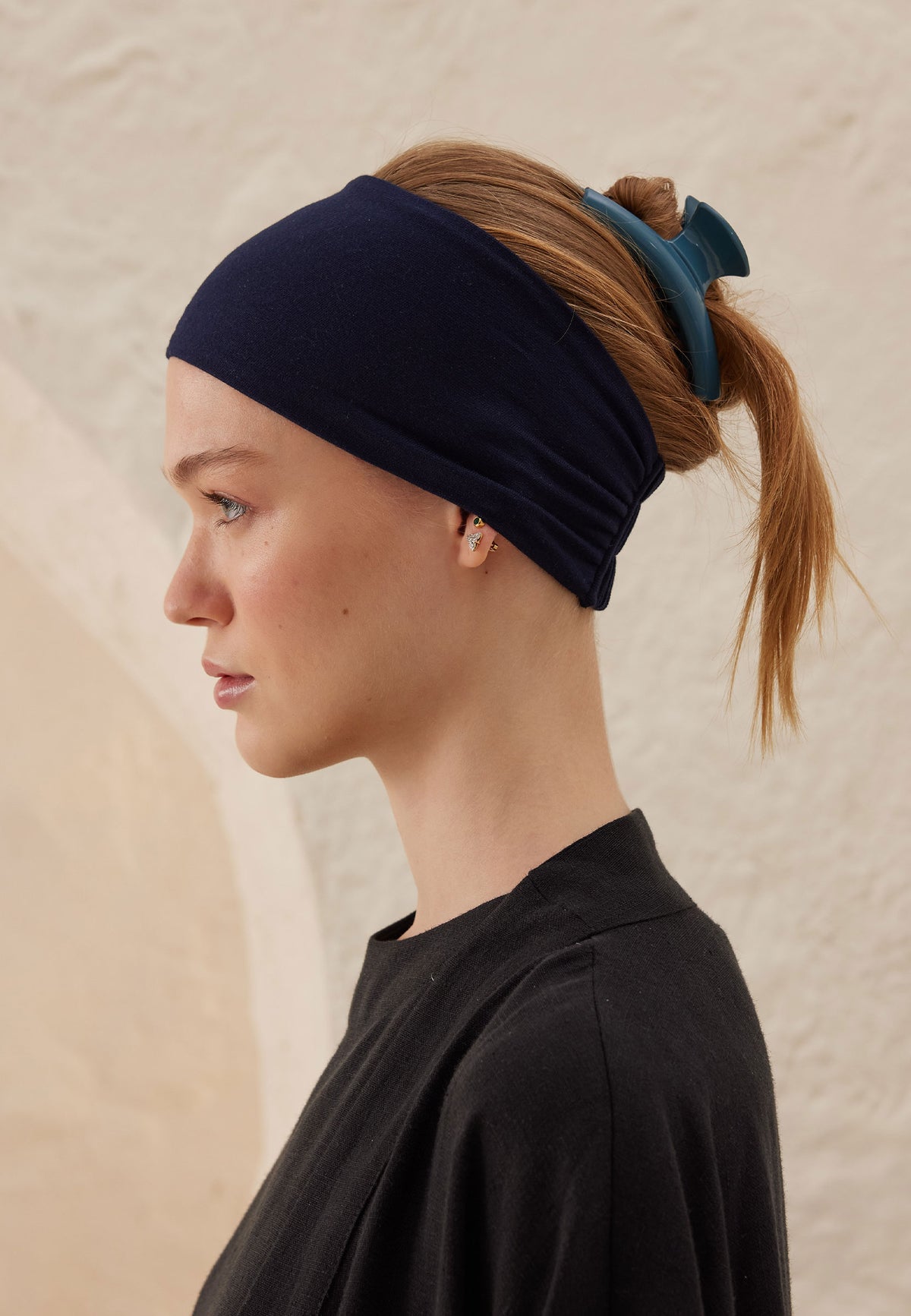Lacivert Silikonlu Kaydırmaz Bandana