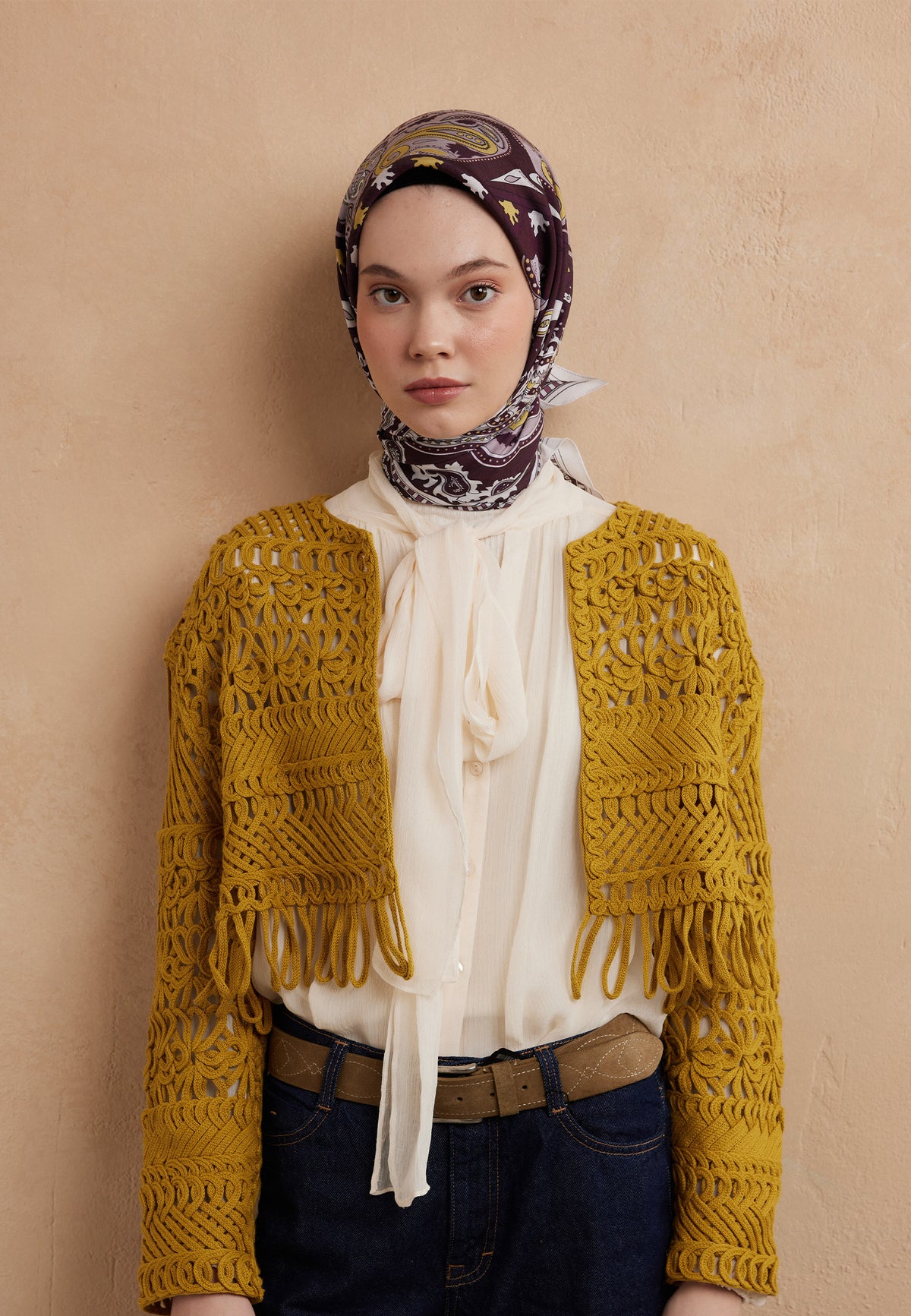 Mürdüm Lena Desen Pamuk İpek Eşarp