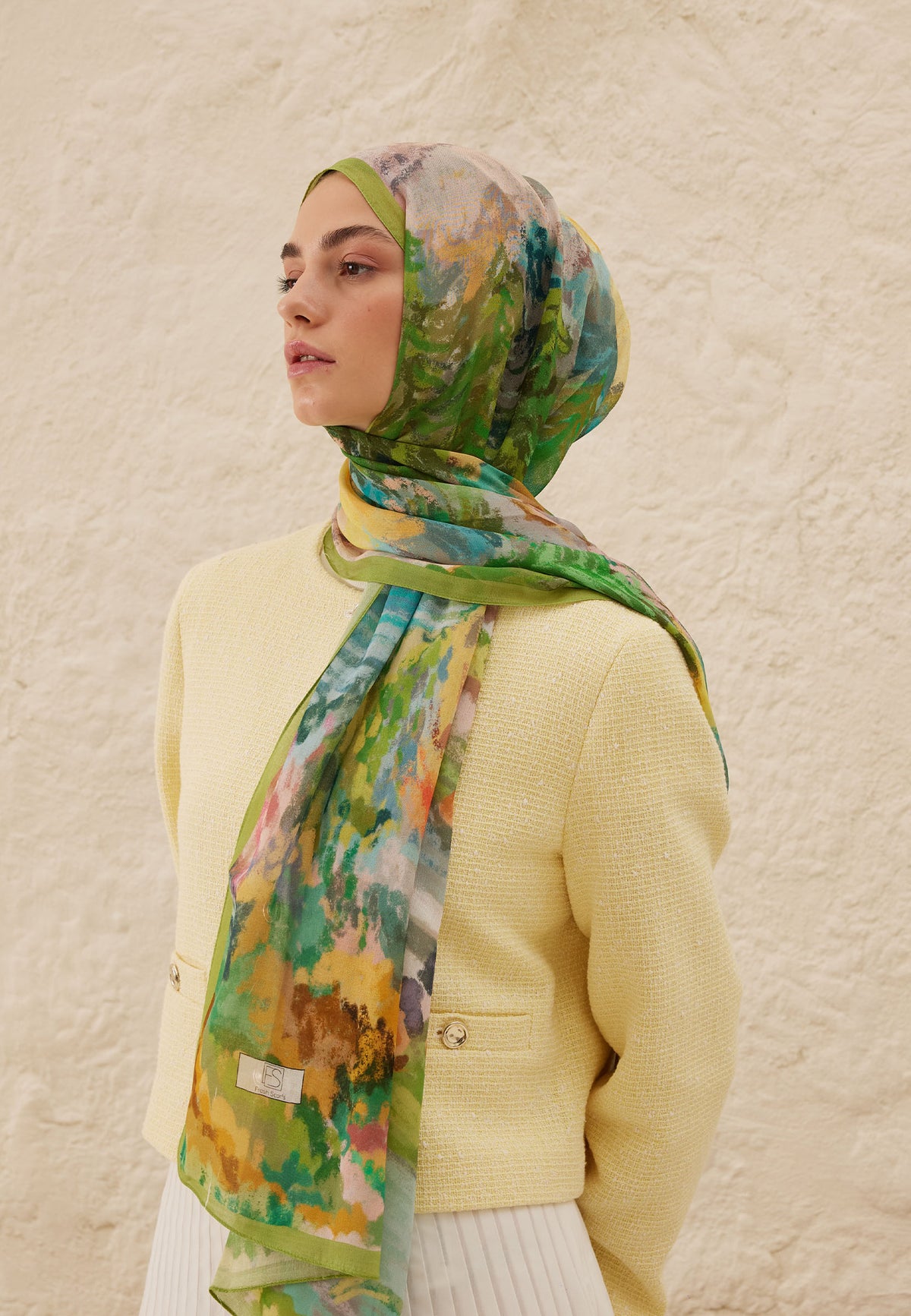Yeşil Esther Desen Rami Şal