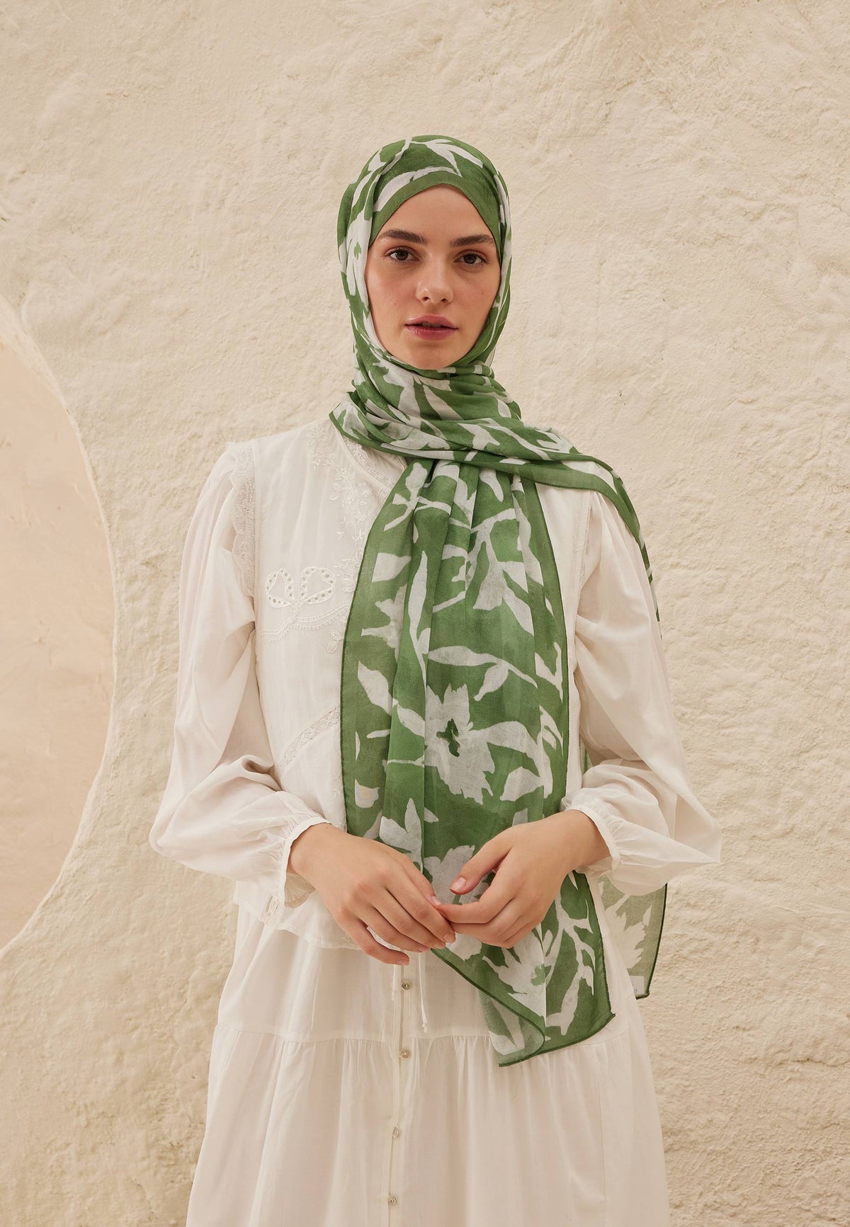 Yaprak Petunia Desen Rami Şal
