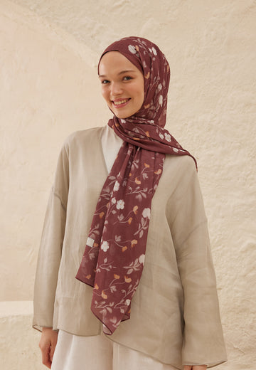 Ağaç Kabuğu Soft Flowers  Desen Rami Şal