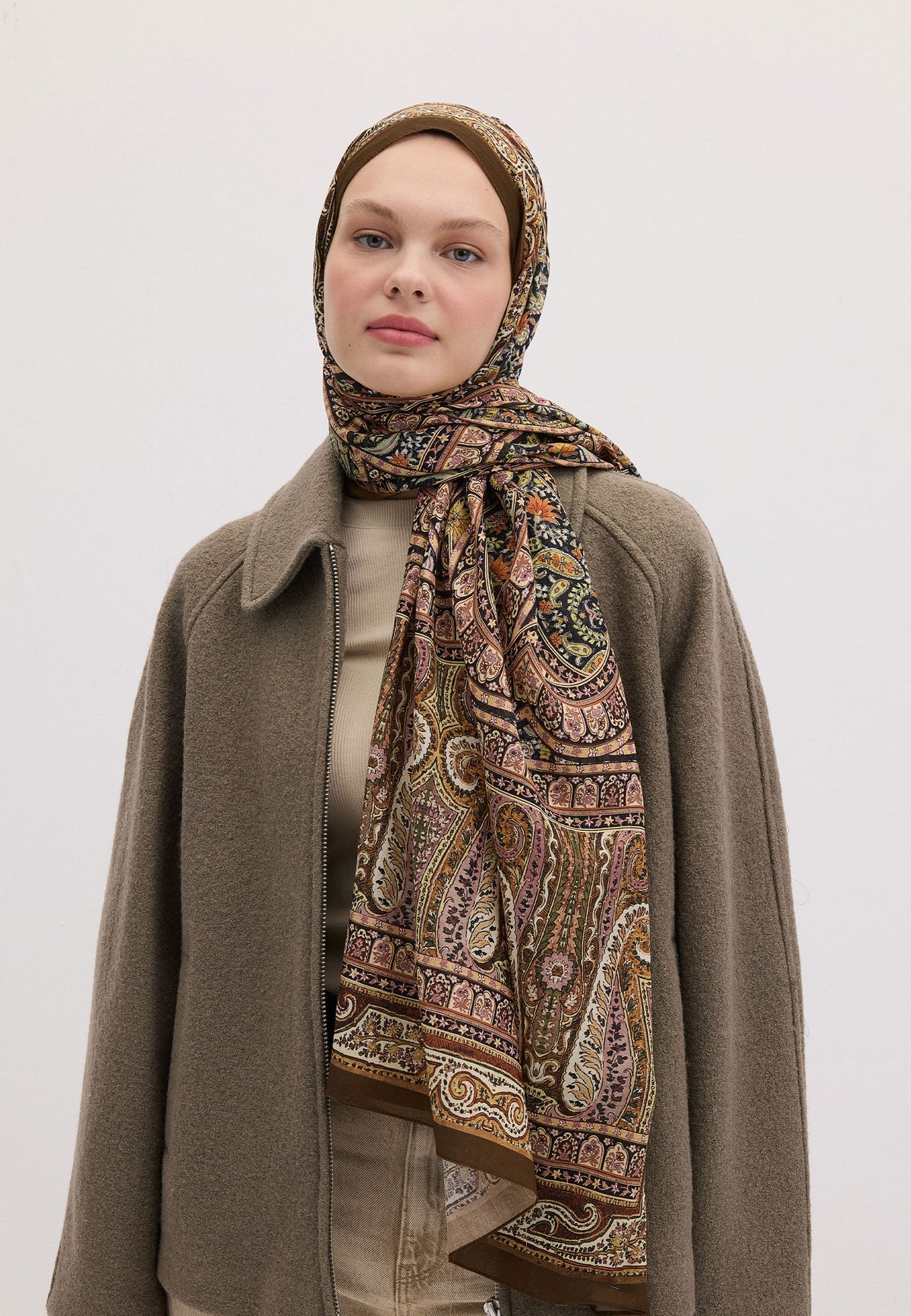 Camel Nordıc Paısley Desen Şal