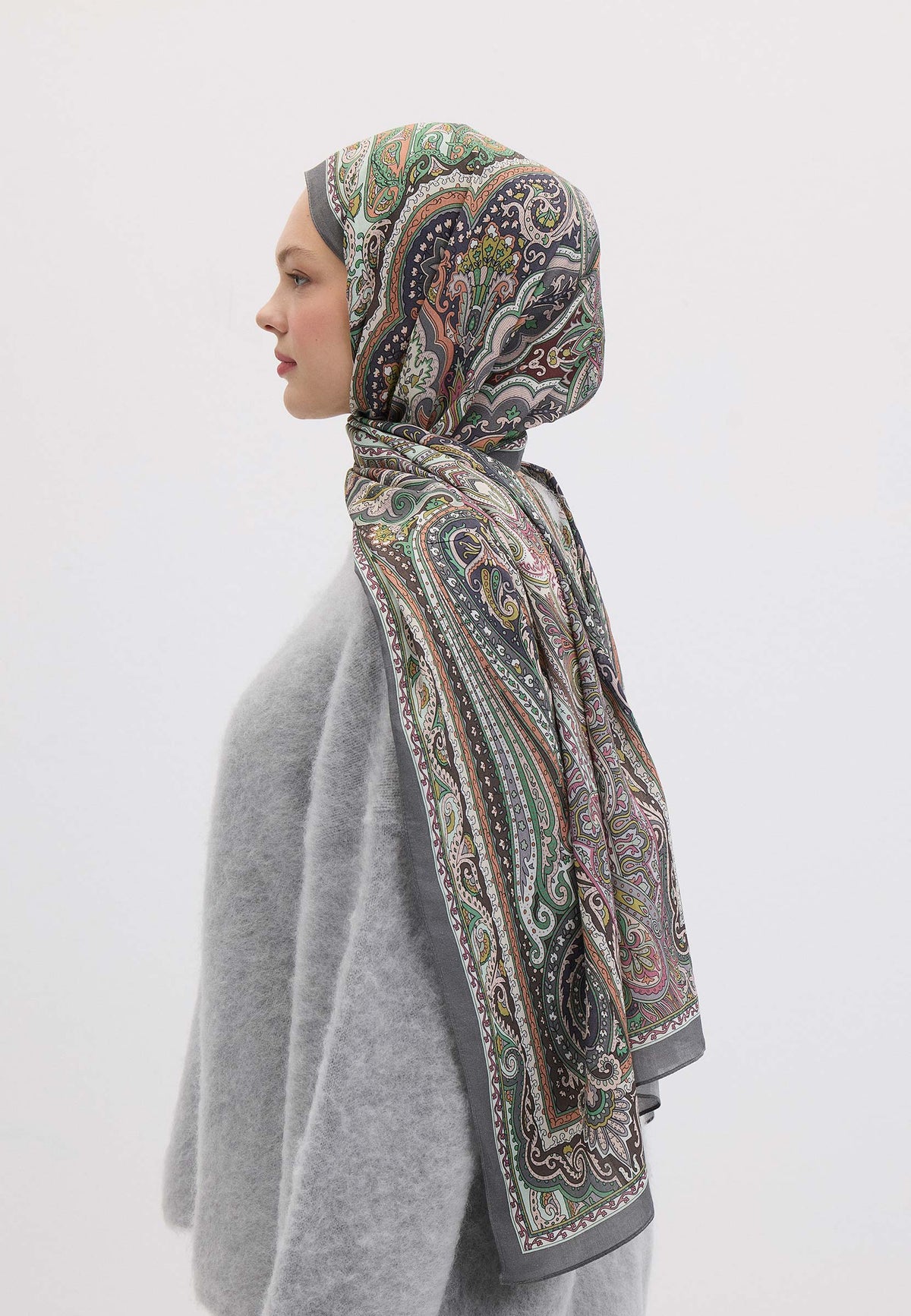 Menekşe Etnıc Floral Desen Şal