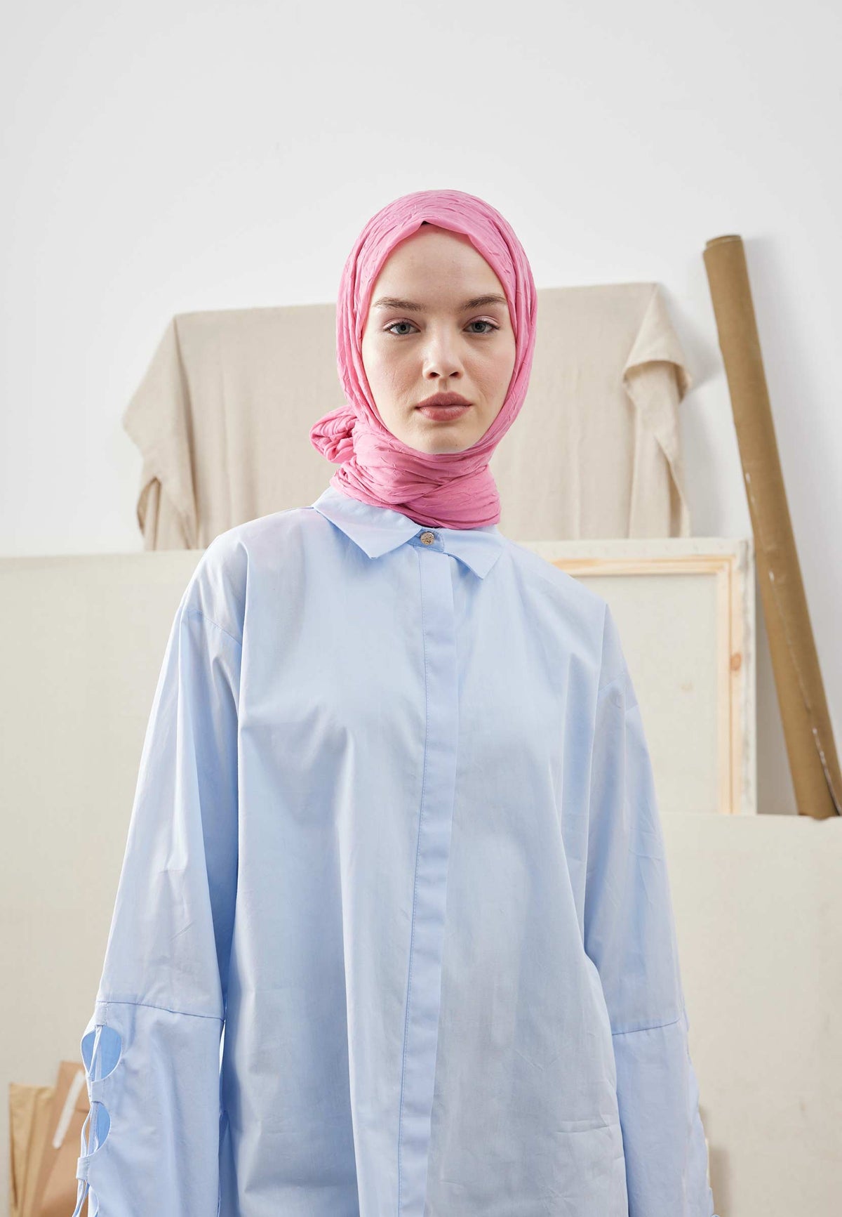 Pembe Bambu Şal