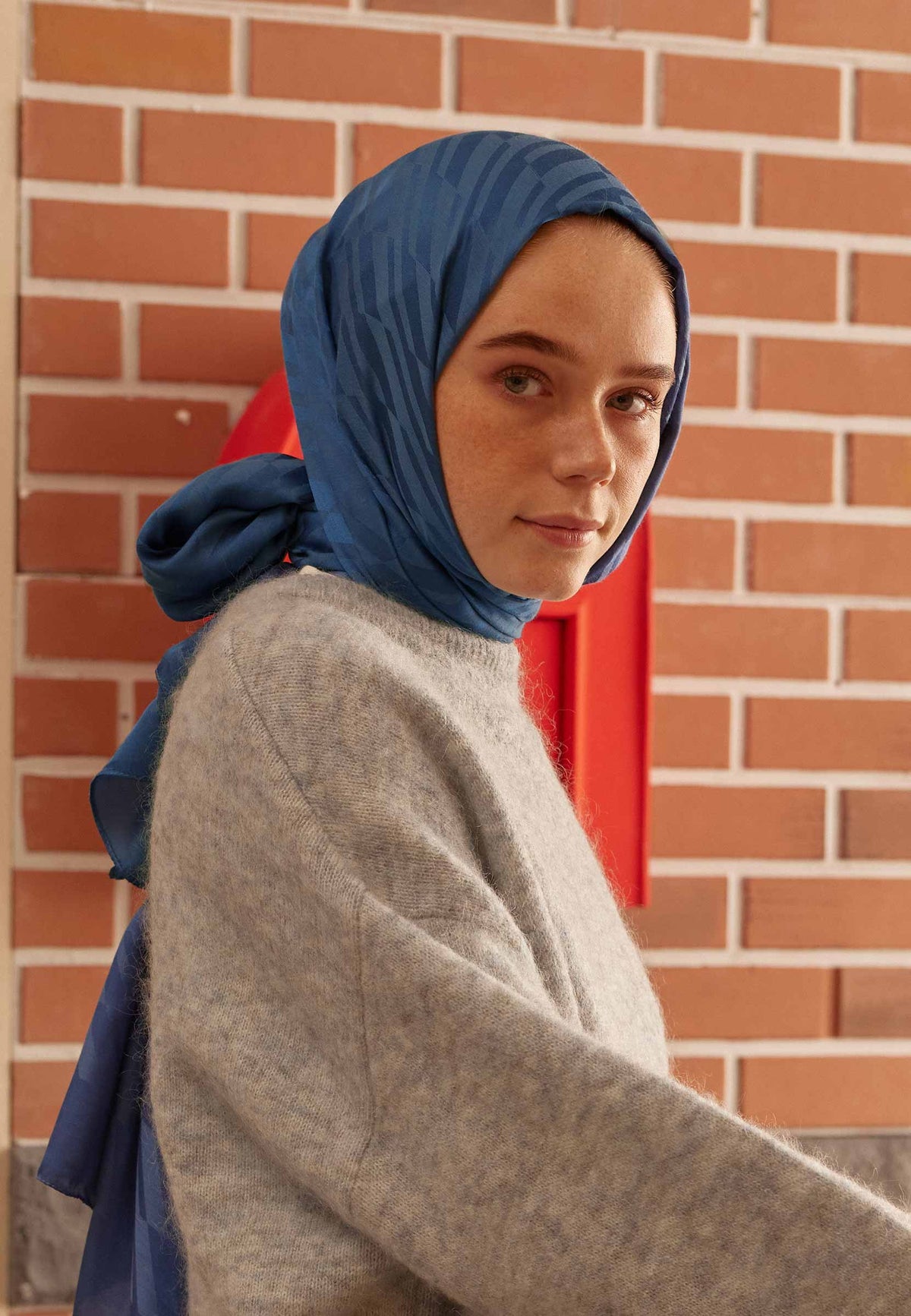 Mavi Dublın Jakarlı Şal