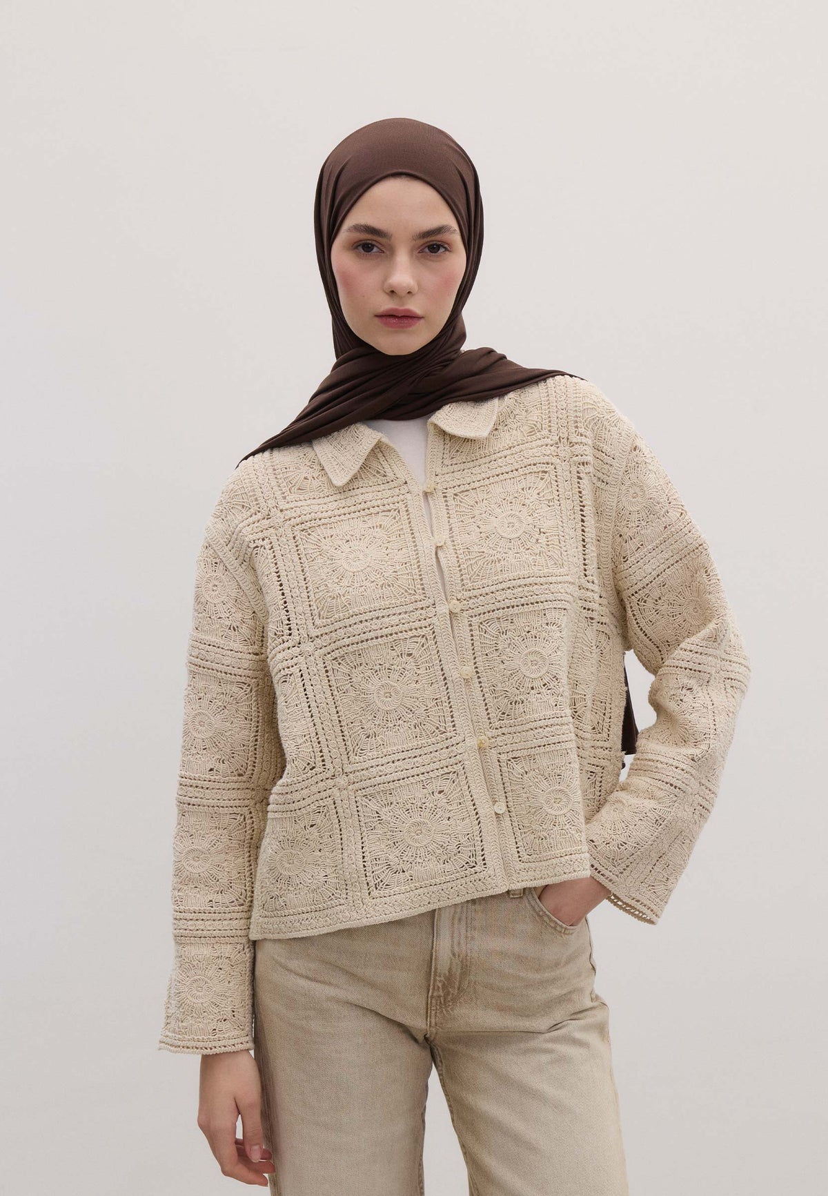 Acı Kahve Bambu Penye Şal