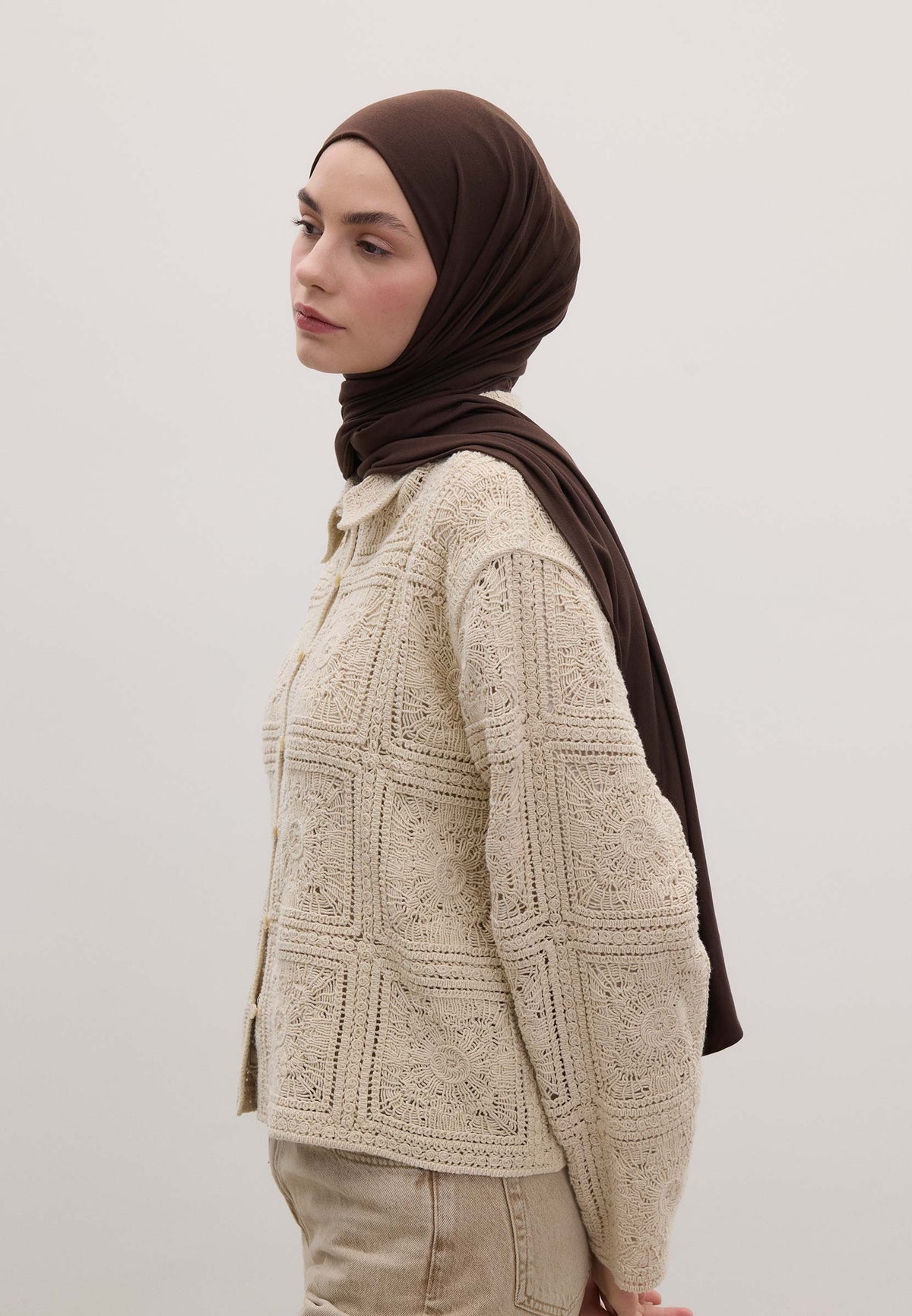 Acı Kahve Bambu Penye Şal