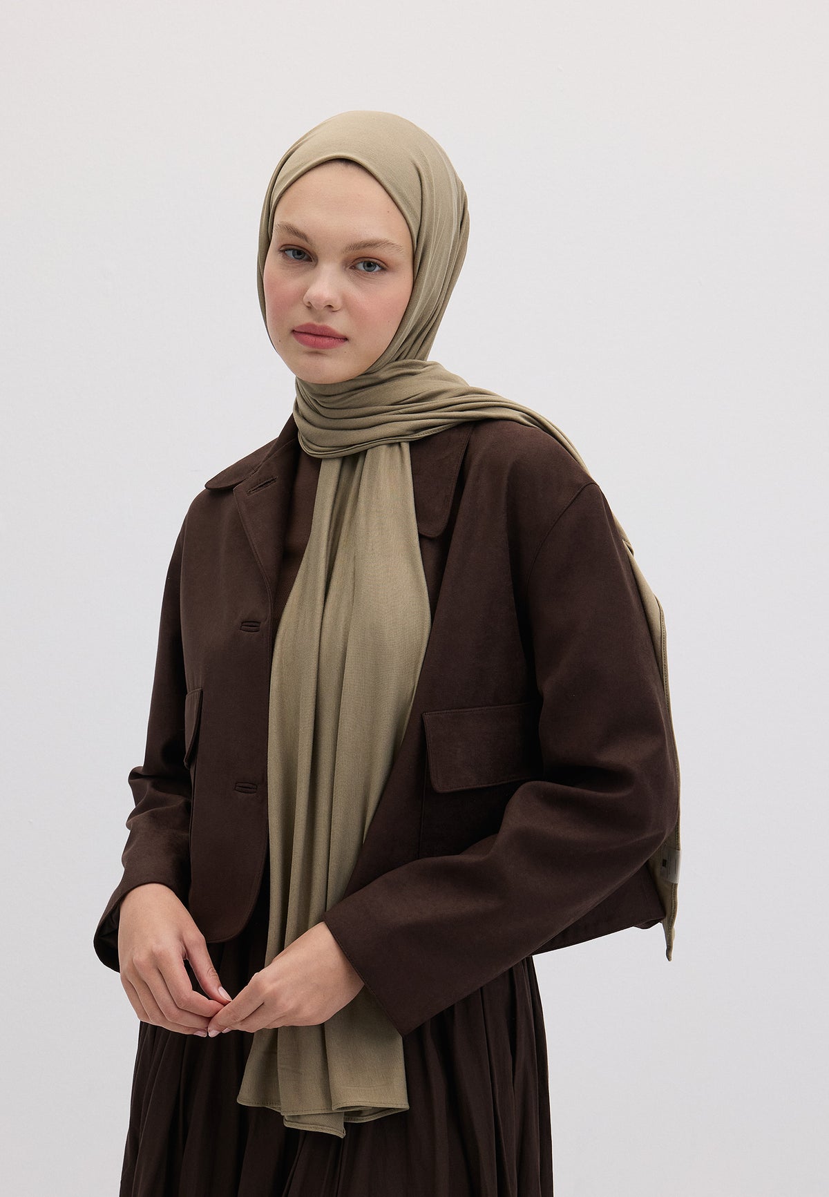 Puslu Yeşil Bambu Penye Şal