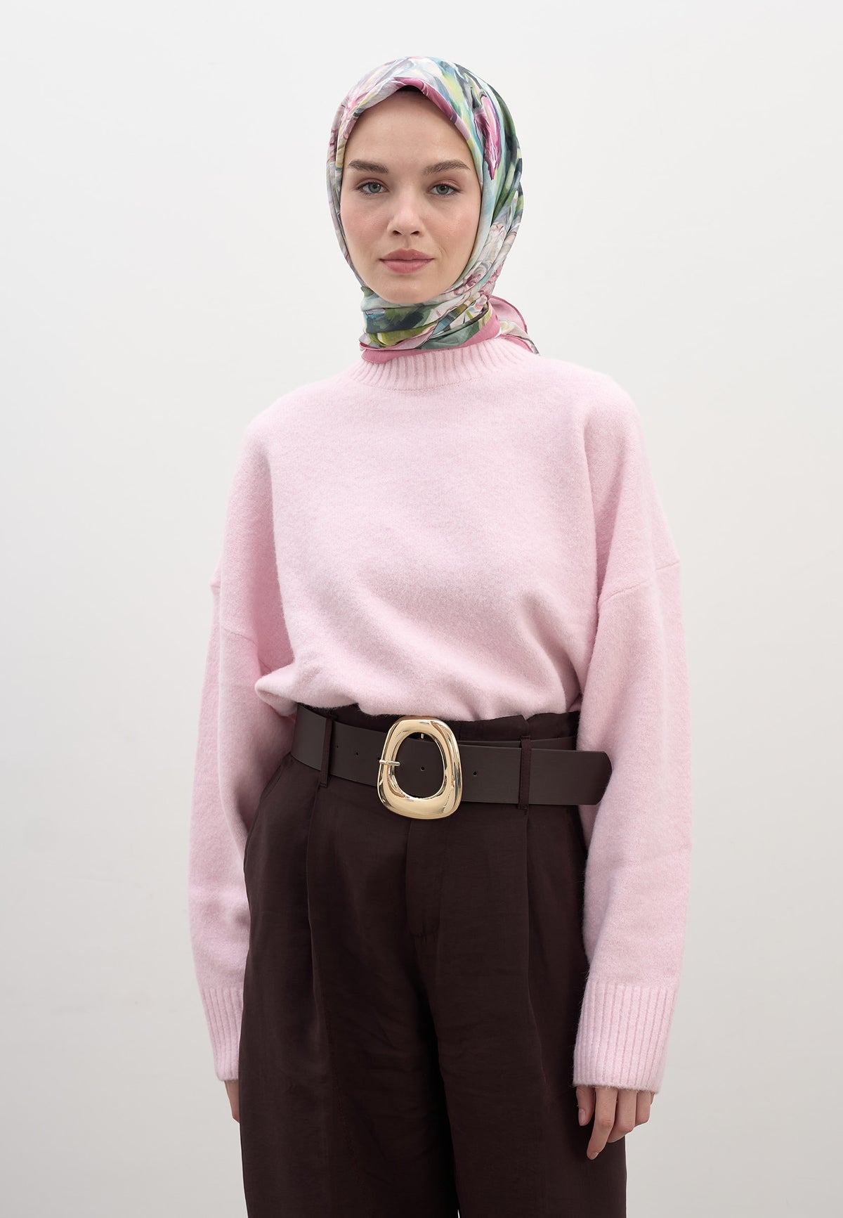 Pembe Nerıssa Desen Pamuklu Viskon Eşarp