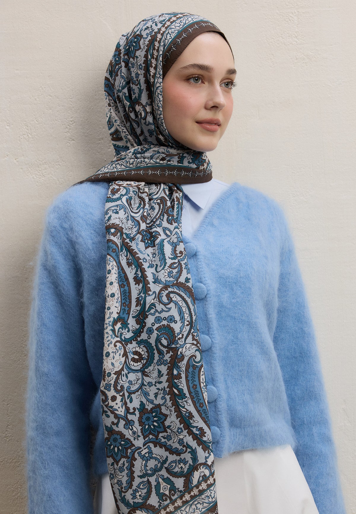 Kahve Elegant Desen Şal