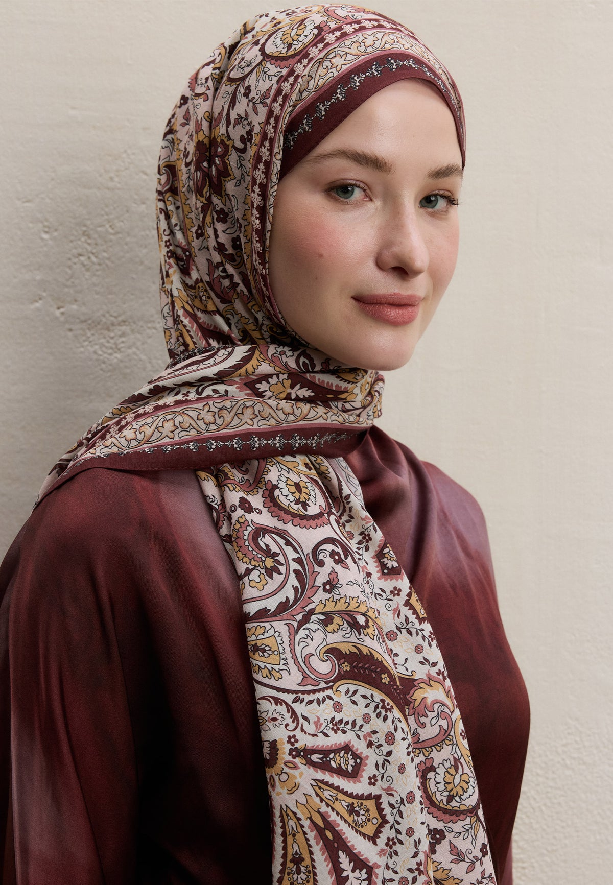 Vişne Elegant Desen Şal