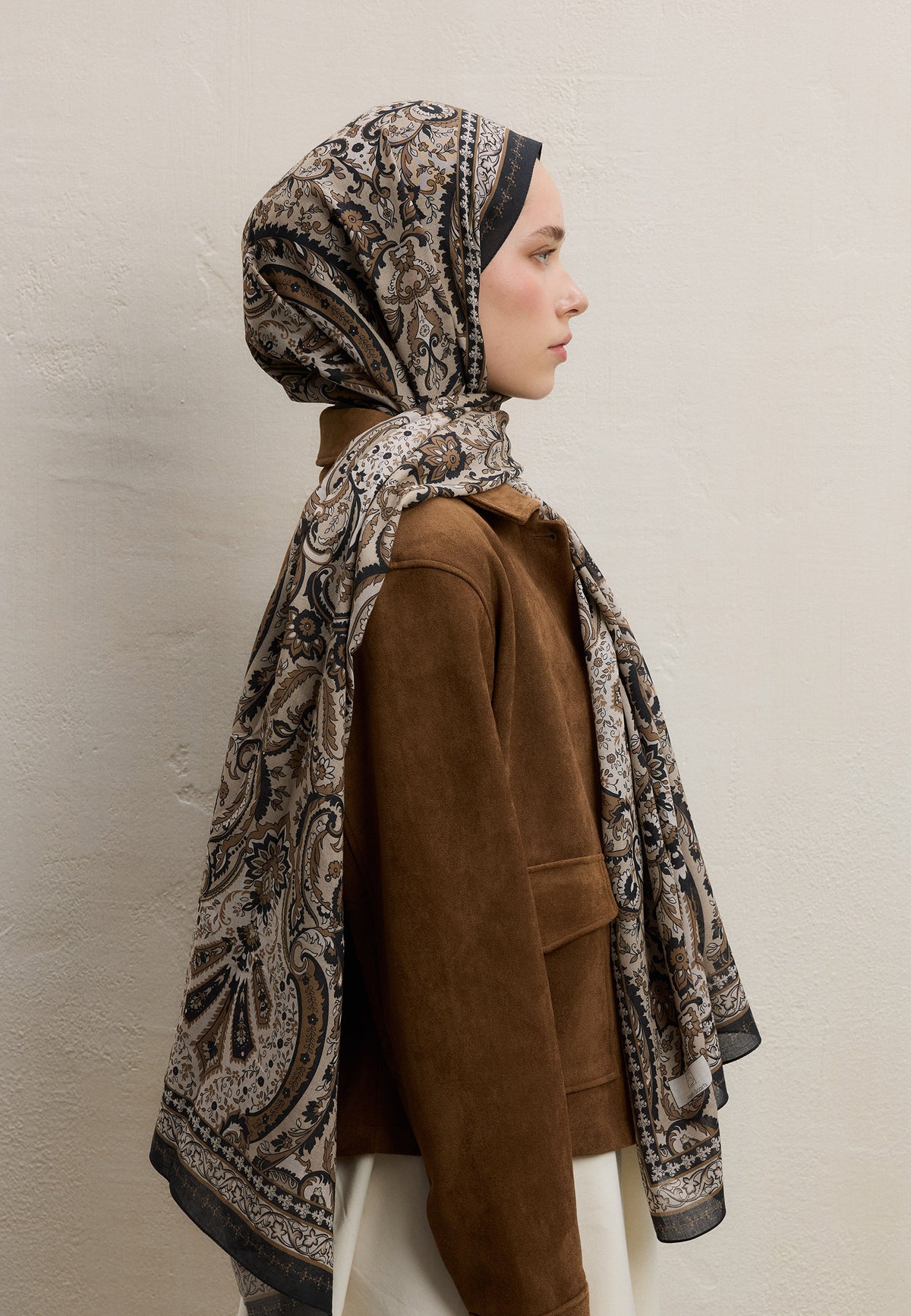 Bej Elegant Desen Şal