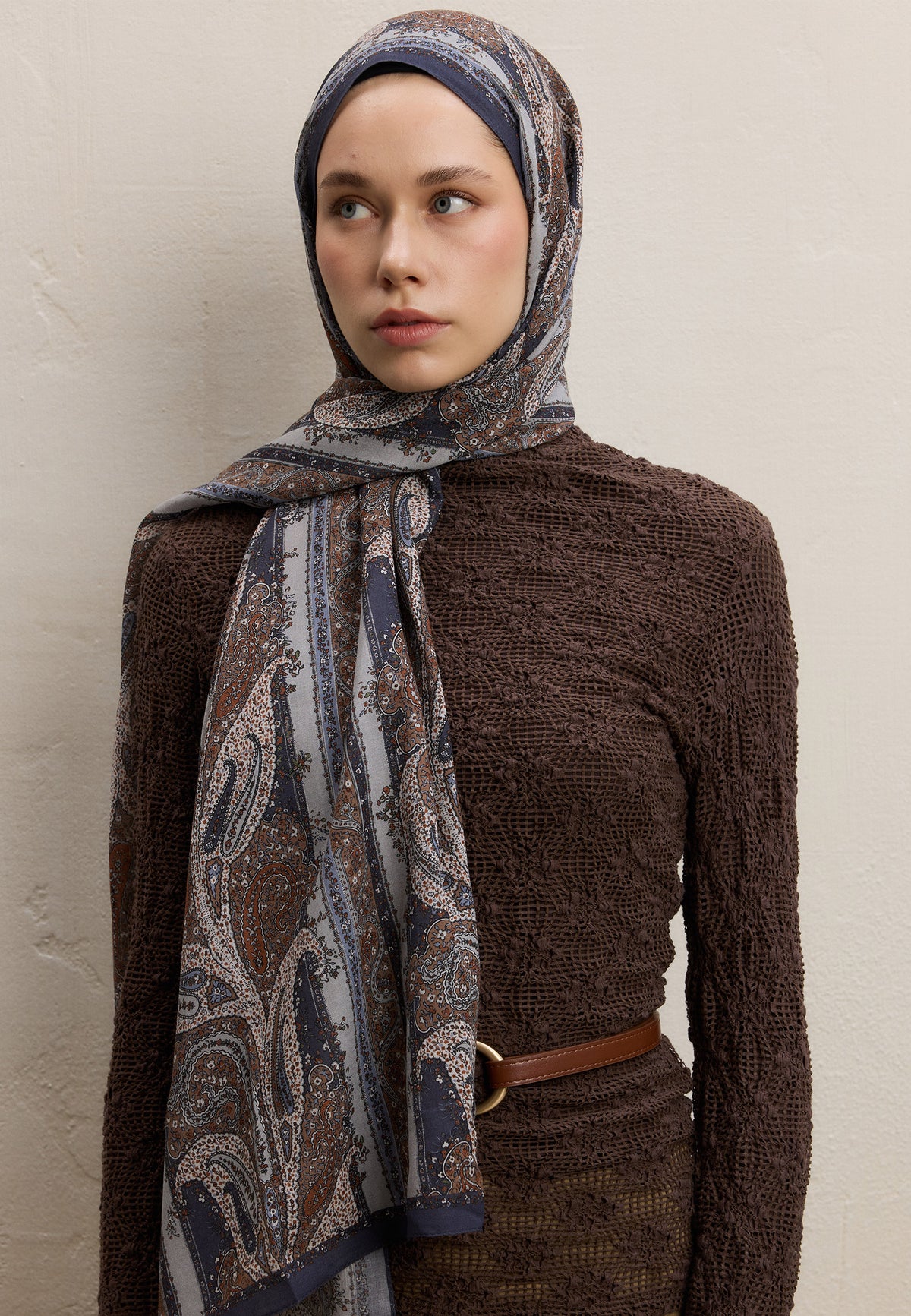 İndigo Paısley Elegance Desen Şal