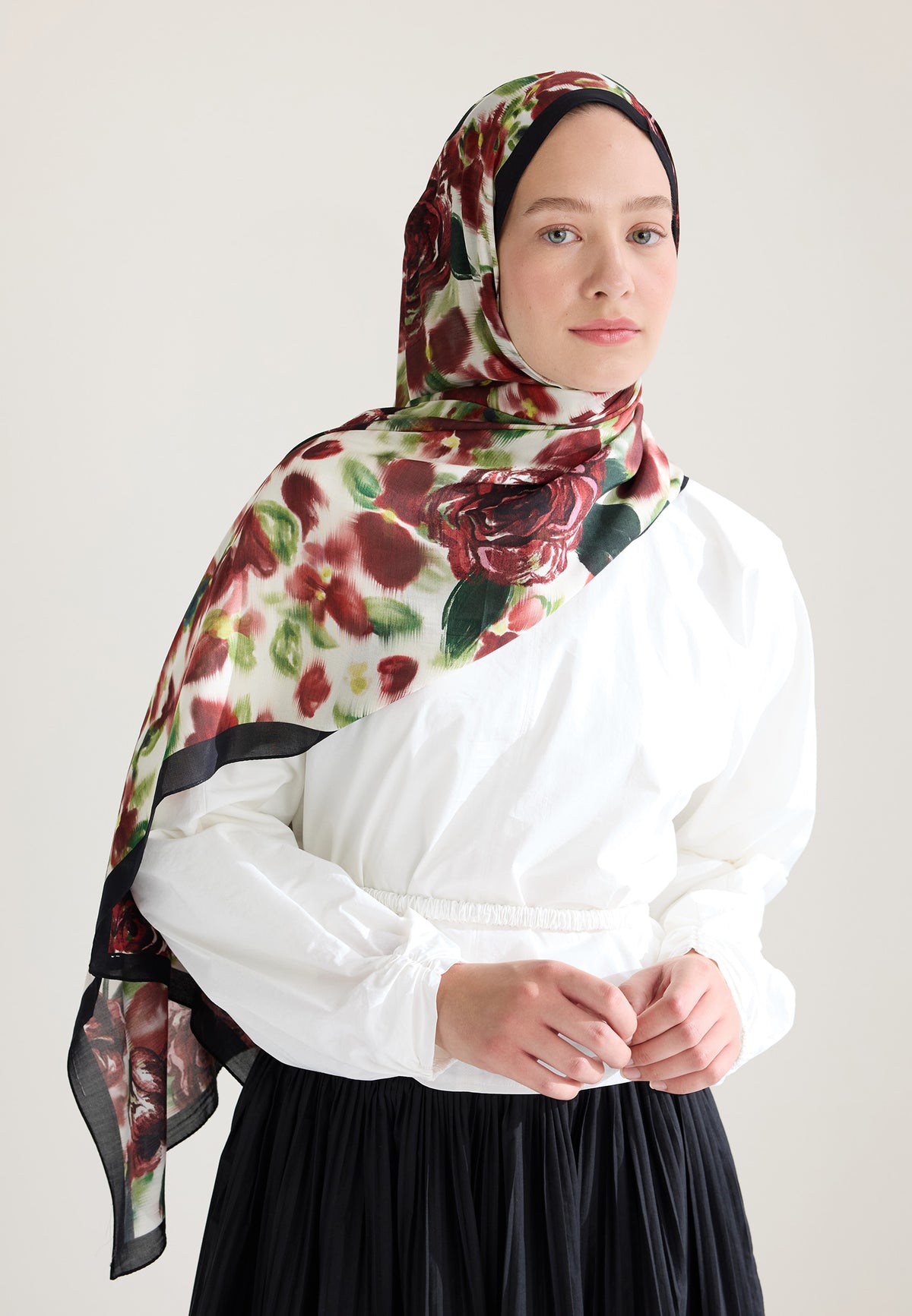 Bordo Dark Rose Floş Viskon Şal