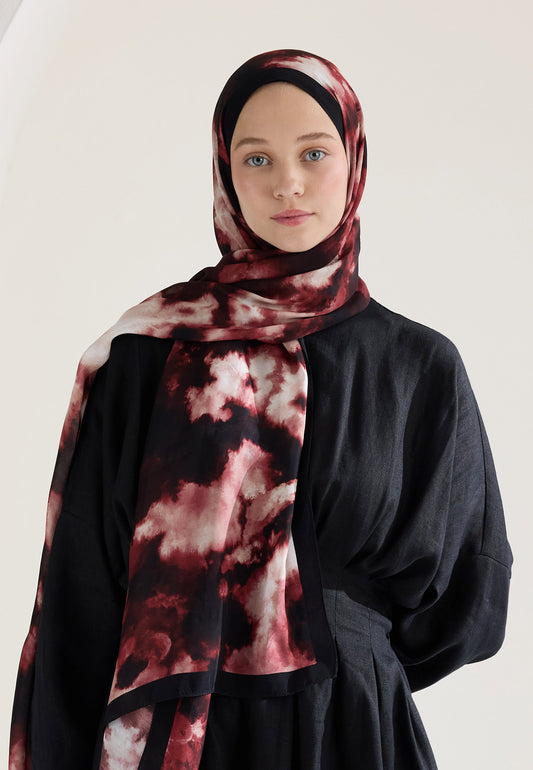 Bordo Lola Floş Viskon Şal