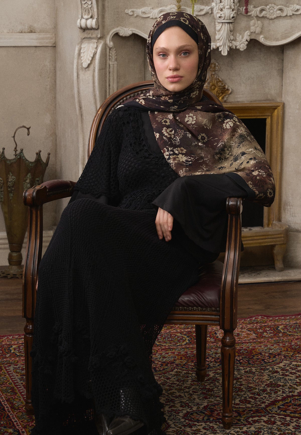 Siyah Seraphına Desen Şal