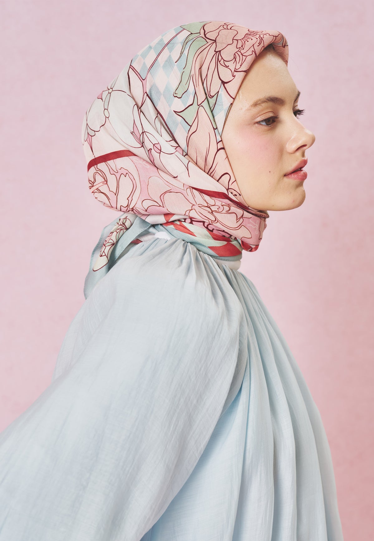 Tales Of Love Desen Floş Viskon Eşarp Blush