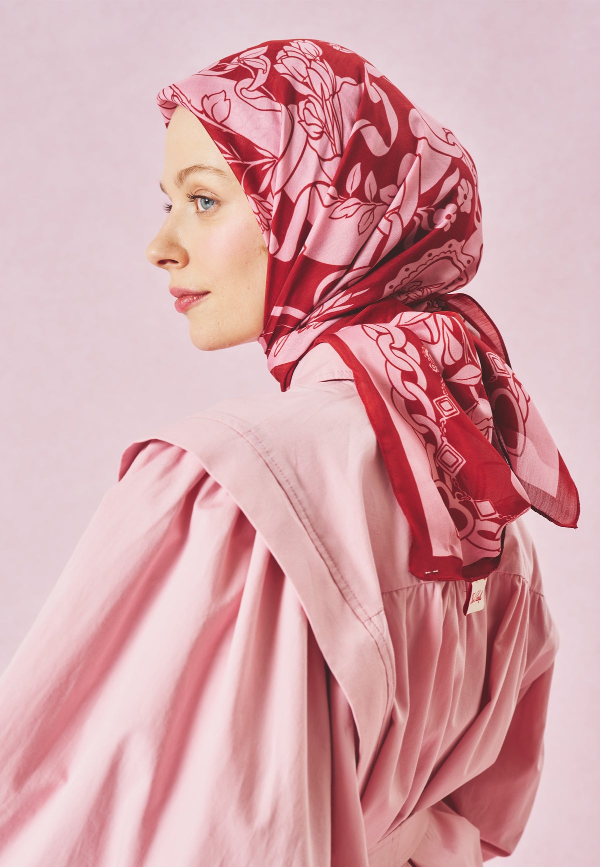 Eternal Love Desen Floş Viskon Eşarp Pink Rose