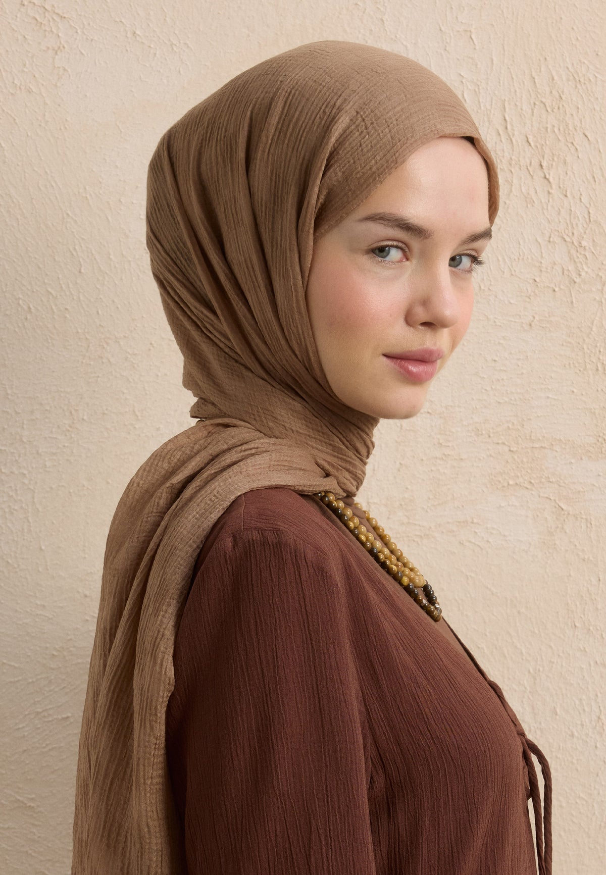 Nude Modal Damalı Şal