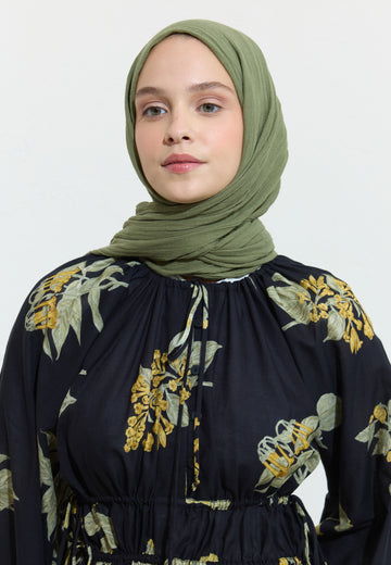 Pamuklu Keten Şal Green Tea