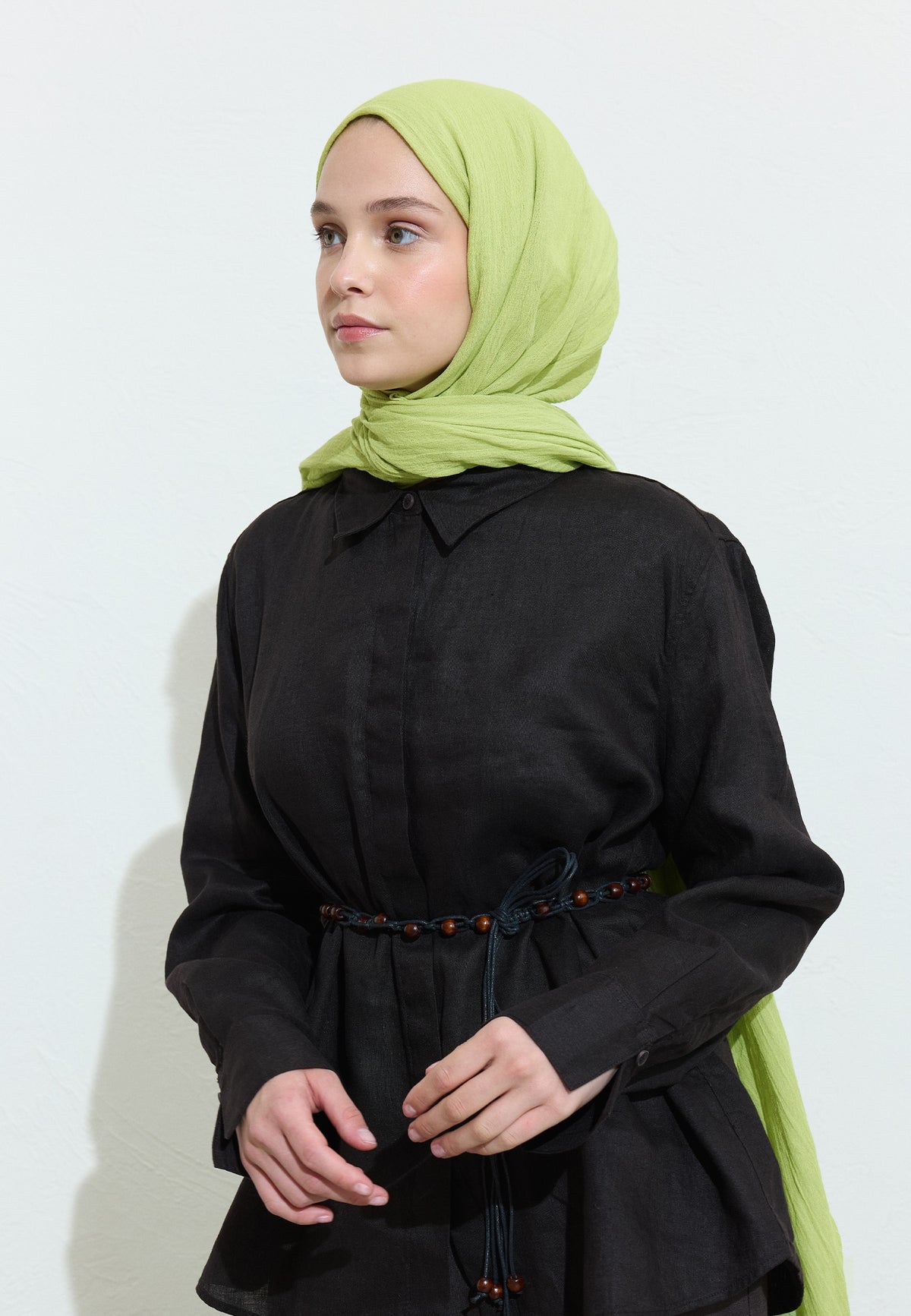 Pamuklu Keten Şal Lime Juce