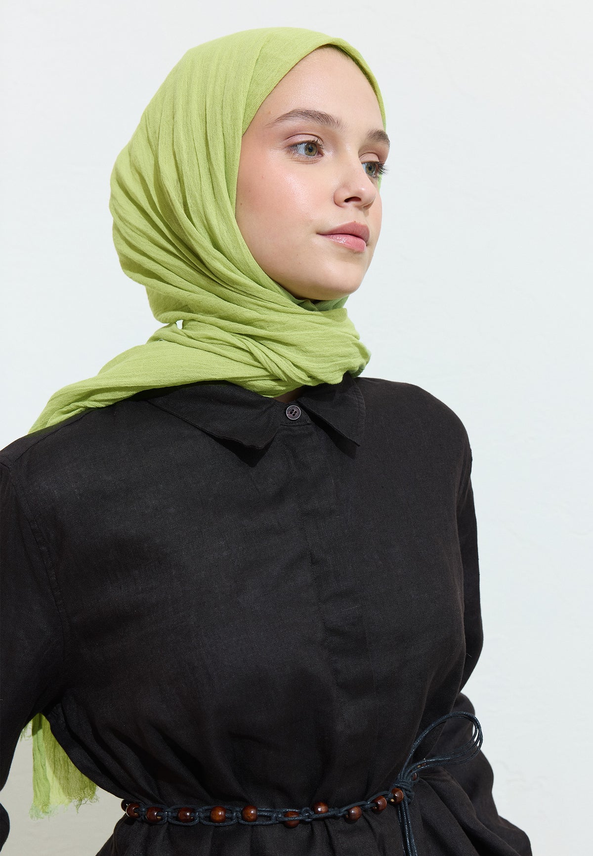 Pamuklu Keten Şal Lime Juce