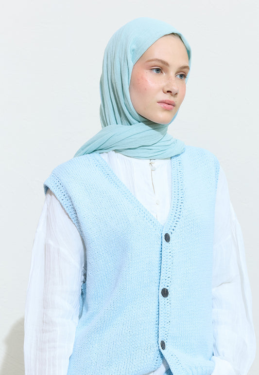Pamuklu Keten Şal Blue Lemonade