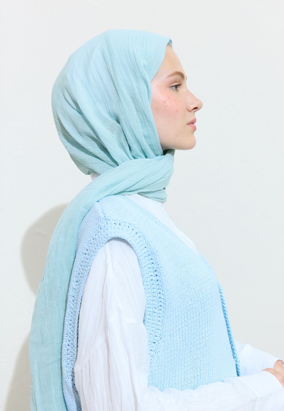 Pamuklu Keten Şal Blue Lemonade